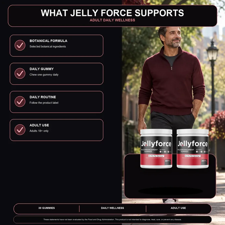 Brand artwork listing a botanical formula, a daily gummy, a daily routine and adult use